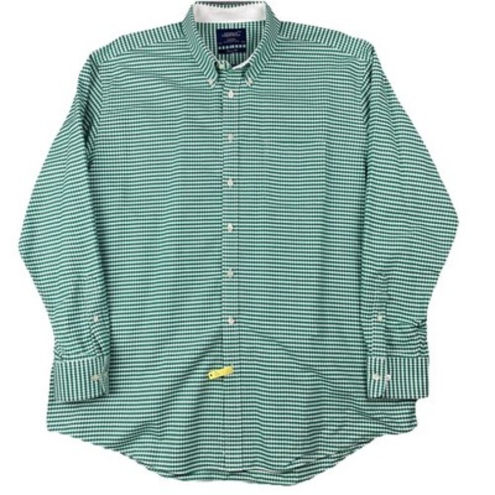 Charles Tyrwhitt‎ Mens XXL Flannel Shirt Weekend Classic Fit Green Gingham Check